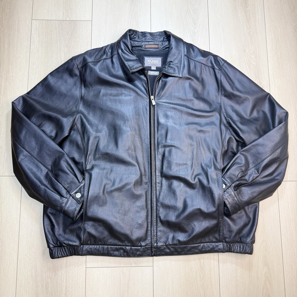 Wilson Leather Jacket Mens 3XLT Black Zip Thinsulate Lined Big Tall Winter Coat
